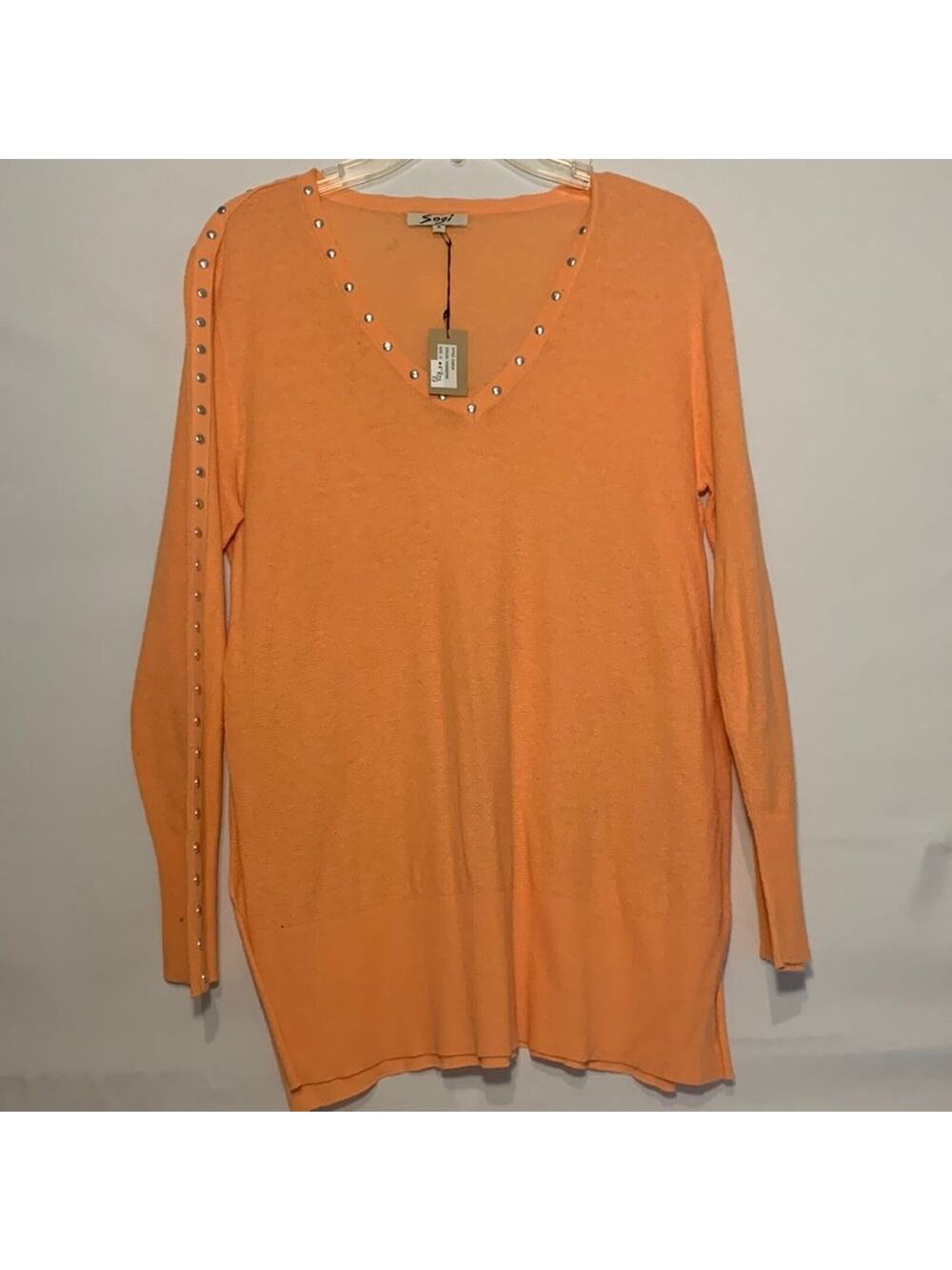 Sogi sweater NWT tangerine S Small tunic beaded